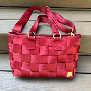 Harvey’s Seatbelt Red Woven Carriage Ring Satchel